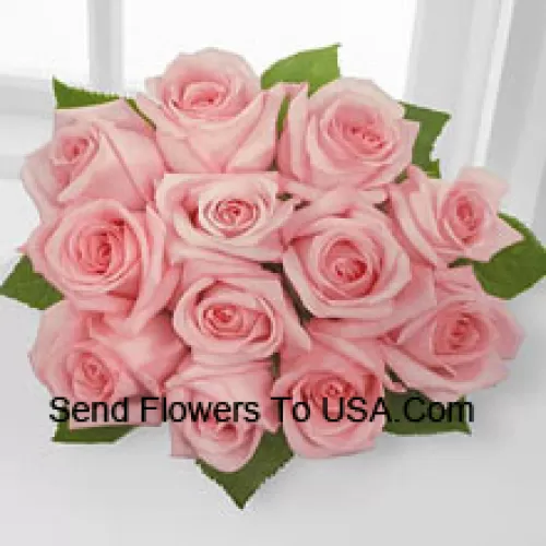 Bouquet aus 12 rosa Rosen